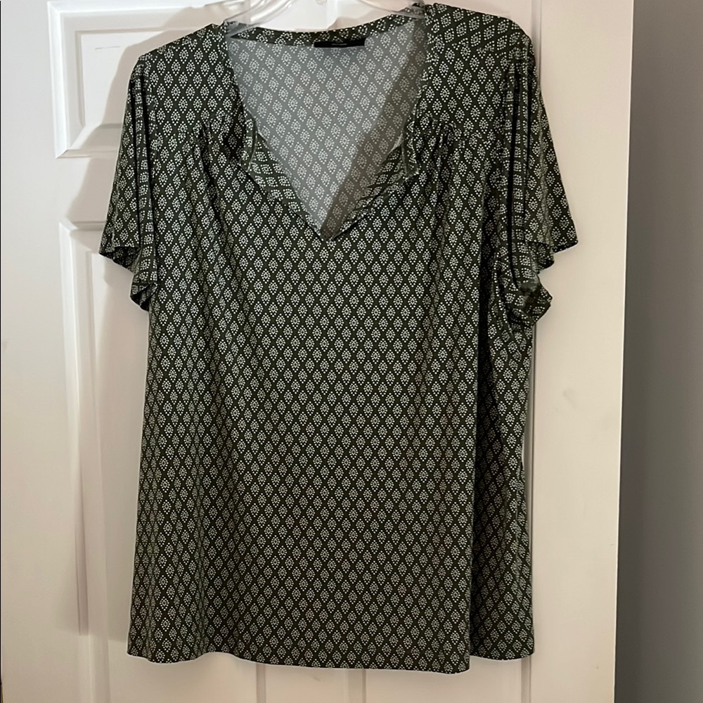 Lane Bryant Green Patterned Blouse 22/24